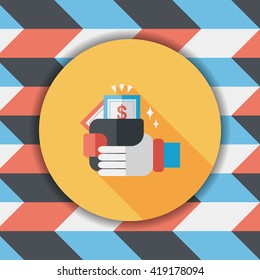 shopping wallet flat icon with long shadow,eps10