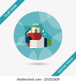 shopping wallet flat icon with shadow,eps10