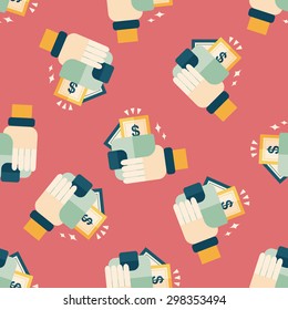 shopping wallet flat icon,eps10 seamless pattern background