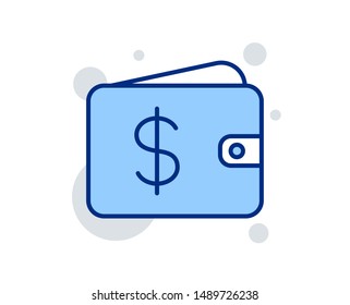 Shopping Wallet line icon. Dollar sign. USD Money pocket symbol. Linear design sign. Colorful dollar wallet icon. Vector