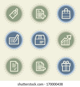 Shopping web icon set 1, vintage buttons