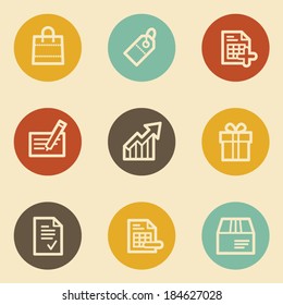 Shopping web icon set 1, retro circle buttons