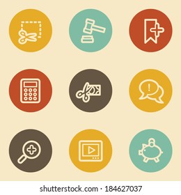 Shopping web icon set 3, retro circle buttons