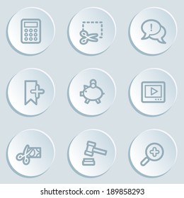 Shopping web icon set 3, white sticker buttons