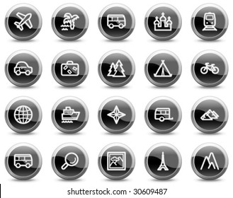 Shopping web icons, black glossy circle buttons series