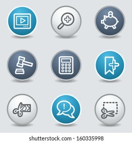 Shopping web icons, circle blue buttons