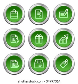 Shopping web icons, green circle buttons series