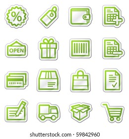 Shopping web icons, green contour sticker series