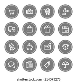 Shopping web icons, grey circle buttons  