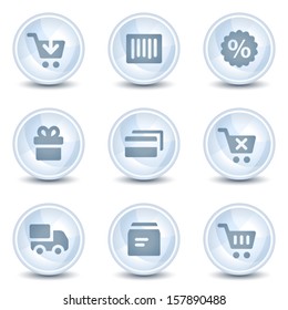 Shopping web icons, light blue glossy circle  buttons
