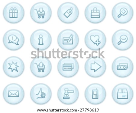 Shopping web icons, light blue circle buttons series