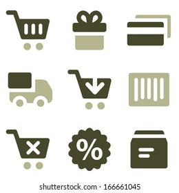 Shopping web icons, olive set