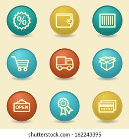 Shopping web icons, retro buttons