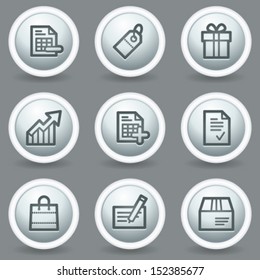 Shopping web icons set 1, circle grey matt buttons