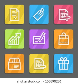 Shopping web icons set 1, color flat buttons