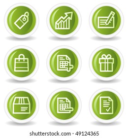 Shopping web icons set 1, green circle buttons