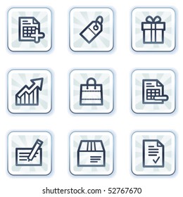 Shopping web icons set 1, white square buttons