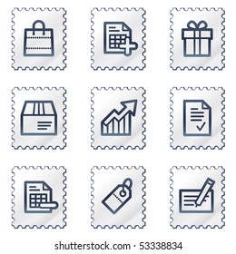 Shopping web icons set 1, white stamp series
