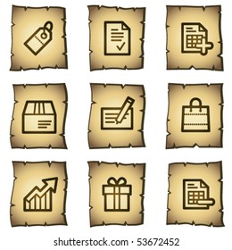 Shopping web icons set 1, papyrus series