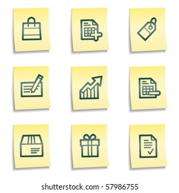 Shopping web icons set 1, yellow notes series