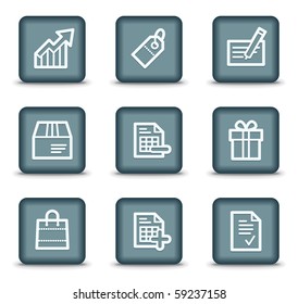 Juego de iconos web de compras 1, botones cuadrados grises