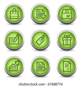Shopping web icons set 1, green glossy set
