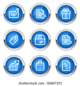Shopping web icons set 1, blue  buttons