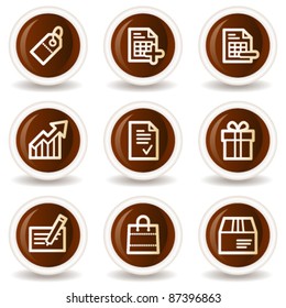 Shopping web icons set 1, chocolate buttons