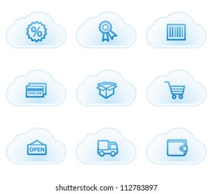Juego de iconos web de compras 2, botones de nube