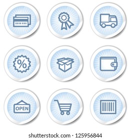 Shopping web icons set 2, light blue stickers