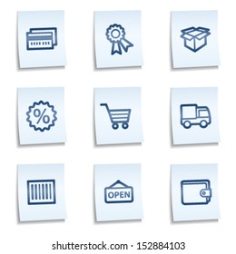 Shopping web icons set 2, blue notes 