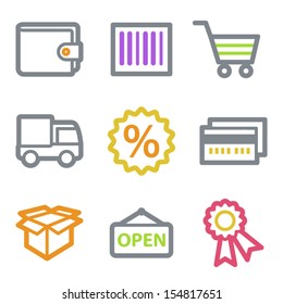 Shopping web icons set 2, color line contour series