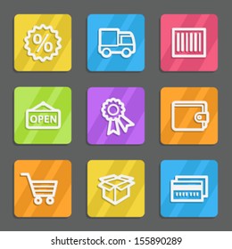 Juego de iconos web de compras 2, botones planos de color