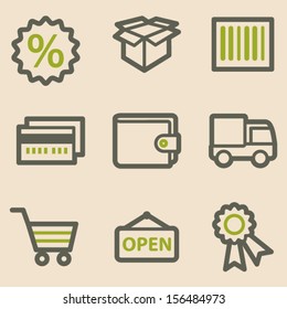Shopping web icons set 2, vintage series