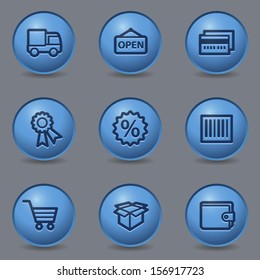 Shopping web icons set 2, circle blue buttons