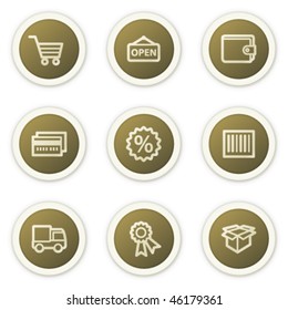 Shopping web icons set 2, brown circle buttons series