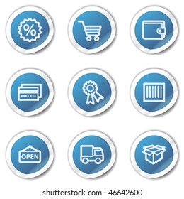 Compras web ícones conjunto 2, série adesivo azul