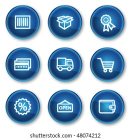 Juego de iconos web de compras 2, botones de círculo azul