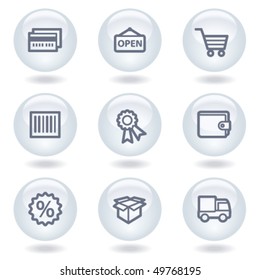 Shopping web icons set 2, white circle buttons