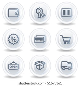 Shopping-Web-Icons set 2, weiße Glossy-Circle-Buttons