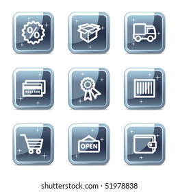 Shopping web icons set 2, mineral square glossy buttons