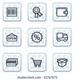 Shopping web icons set 2, white square buttons