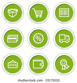 Juego de iconos web de compras 2, botones de círculo verde