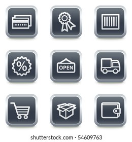 Shopping web icons set 2, grey square buttons