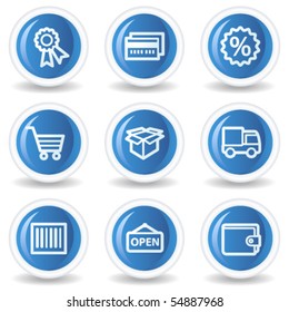 Shopping-Web-Icons set 2, Blue Glossy Circle Buttons