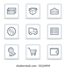 Juego de iconos web de compras 2, botones cuadrados blancos
