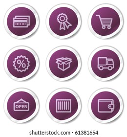 Shopping web icons set 2, purple stickers series