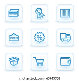 Shopping web icons set 2, white square buttons