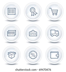 Juego de iconos web de compras 2, botones de círculo blanco brillante