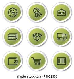 Ícones da web de compras conjunto 2, adesivos círculo verde